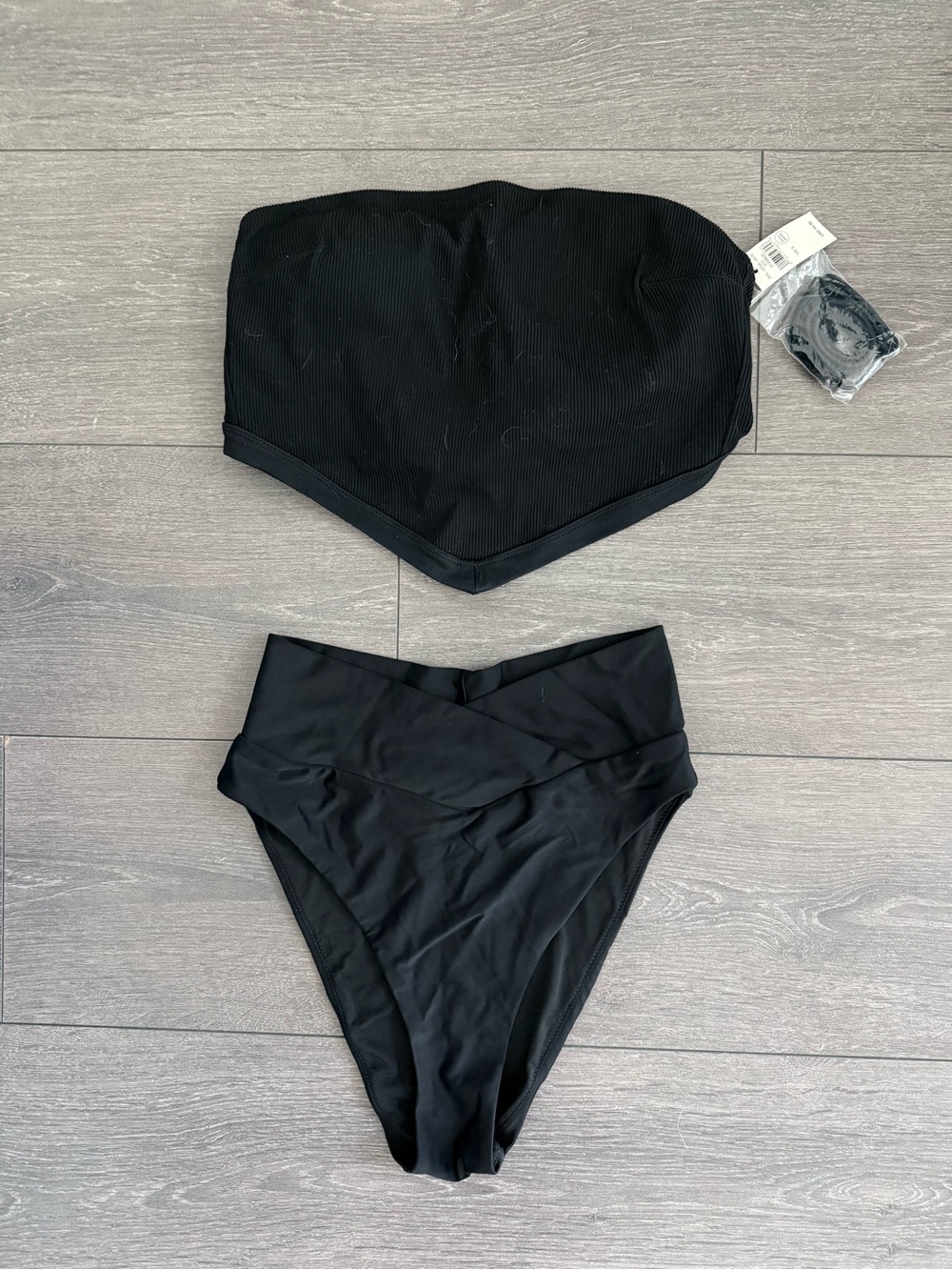 aerie by American eagle Black Strapless Bandeau Bikini Set bottom top bra Small